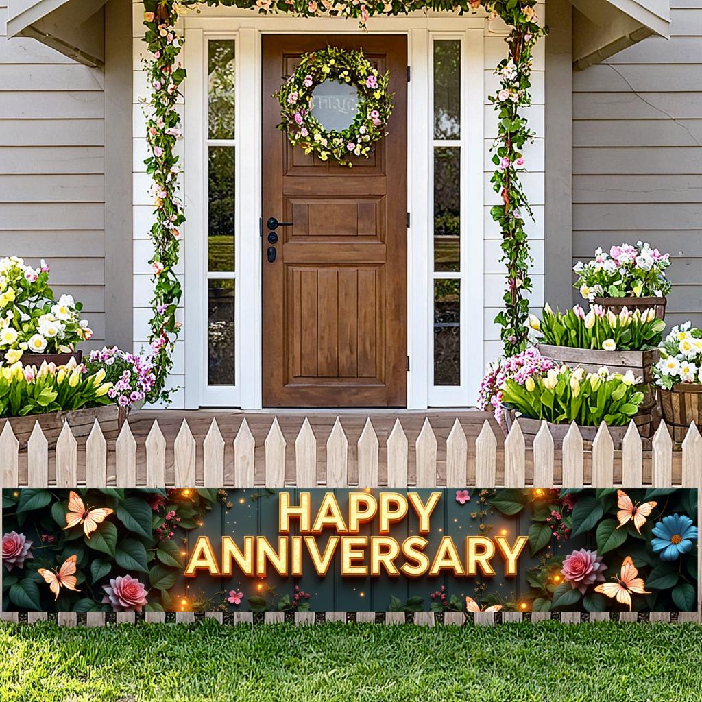 Indoor Anniversary Backdrop Special Photography Reusable Event Celebration Decorative Butterfly Banner for Anniversary