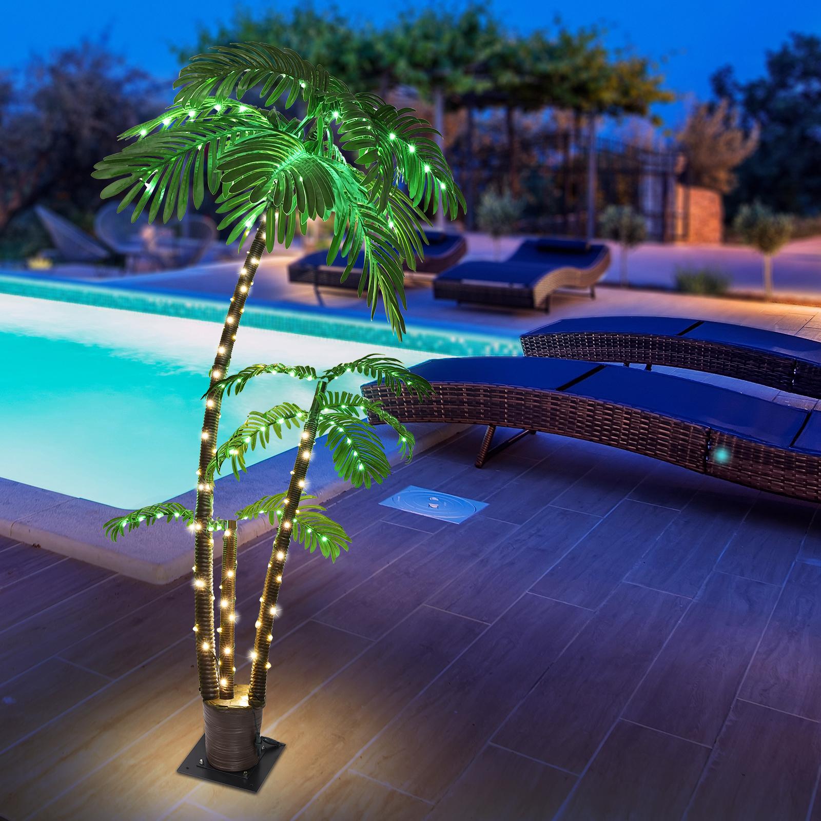 

6ft Lighted Palm Tree LED Artificial Palm Tree for Tiki Bar Christmas Decoration лес зеленый