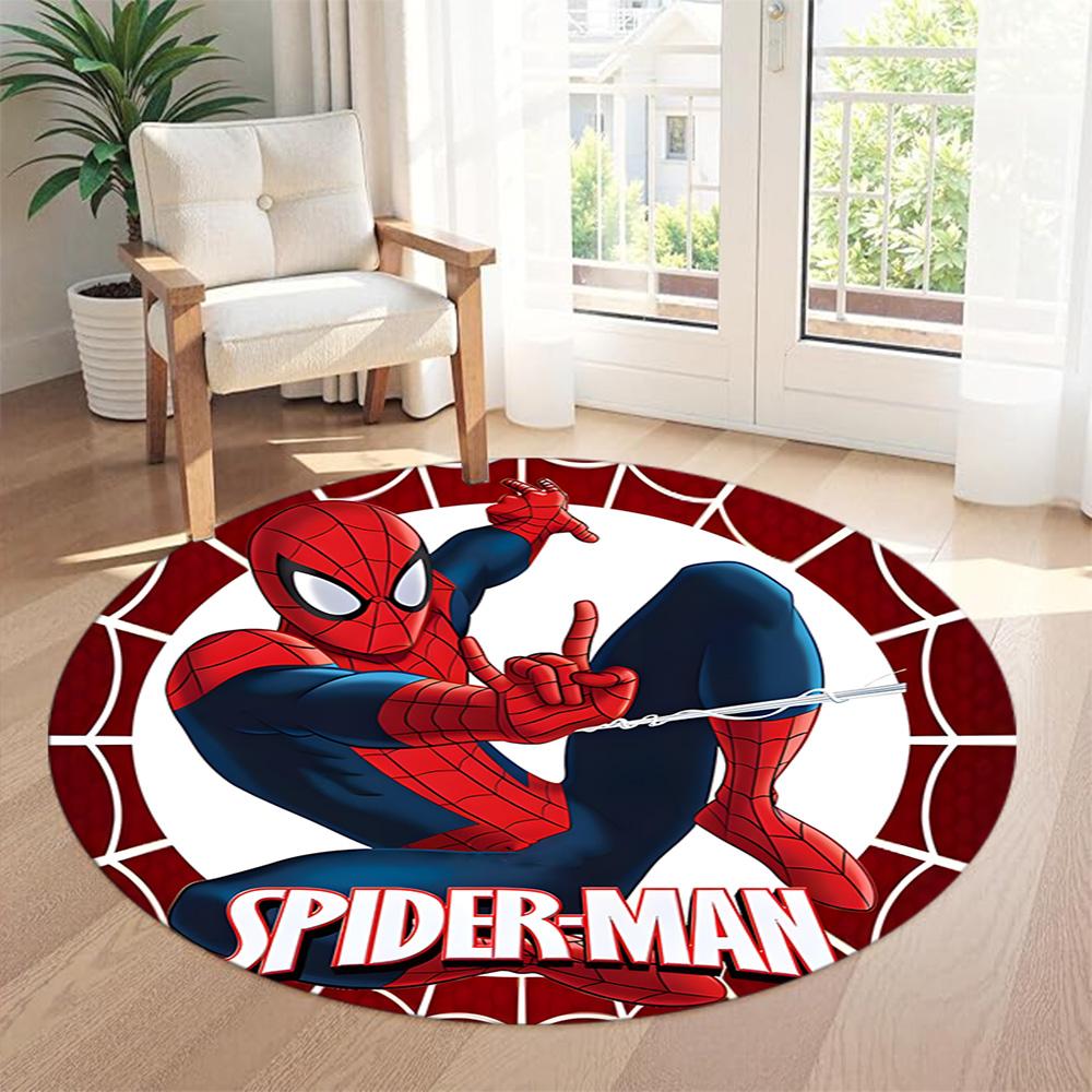 Spider-man Round Floor Mat Suitable for Game Room Living Rooms Dormitory Kitchen Anti-slip Round Rug Decorate Offices Best for Christmas