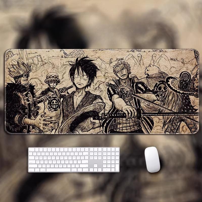 One Piece Leather Mouse Pad Oversized Small Office Gaming Keyboard Pad Desk Pad Bristle Bracelet Monkey D. Luffy Roronoa Zoro Decorative Desk Mat