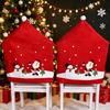 Christmas Hat Chair Back Cover - Festive Non-Woven Decoration for New Home Use