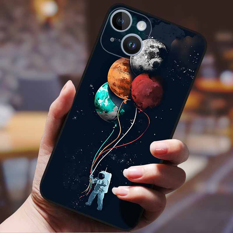 

Чехол Spaceman для iPhone 16 Pro Чехол для телефона Apple iphone16 15 Plus Pro Max Защитная задняя крышка Космонавт Роскошная Милая Capa Оболочка iPhone 15