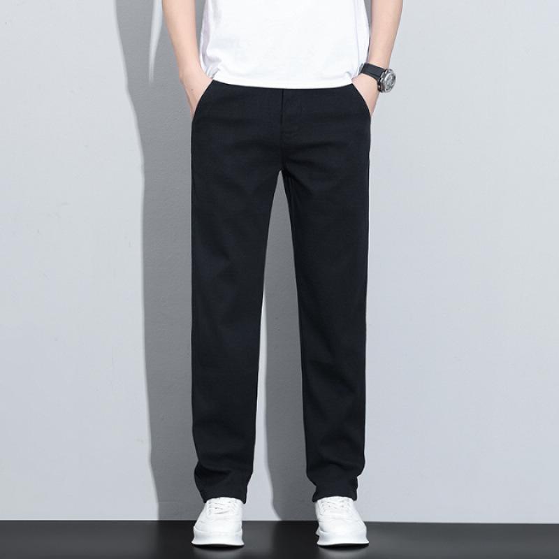 Vertical anti-wrinkle straight-through casual pants summer men's comfortable versatile loose business trousers trendy wide-leg pants men
