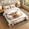 Cow Highland Theme Personalized 3Pcs Bedding Set Custom Text & Name 1 Sheet 2 Pillowcases Household Bedding 1pc