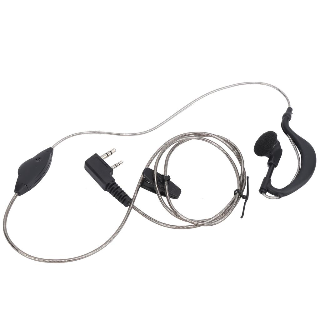 2 Way Radio Headset 2Pin Flexible Black Cable Headset with PTT Button G Shape for Kenwood KPG TH TK