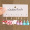 New Fashion Cute Cartoon Pink Earring Set Colorful Dopamine Acrylic Earrings for Women Girls New Trendy Jewelry Accessories Gift