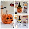 Halloween Crochet Pumpkin Ornament With Hat Card Desktop Decoration Halloween Horror Supplies Office Accessorie Christmas Gift