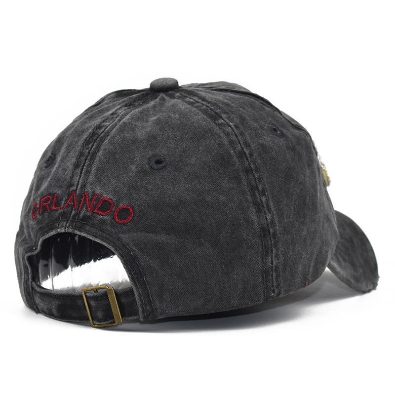 Denim Washed Baseball Cap Summer Oakland Orlando Letter Embroidered Sun Hat
