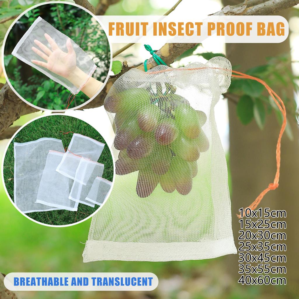Fruit Protection Bag Anti-Bird Mesh Pest Control Device Grow Gardening Strawberry Grape Drawstring Bag Mesh Pouch 20Pcs