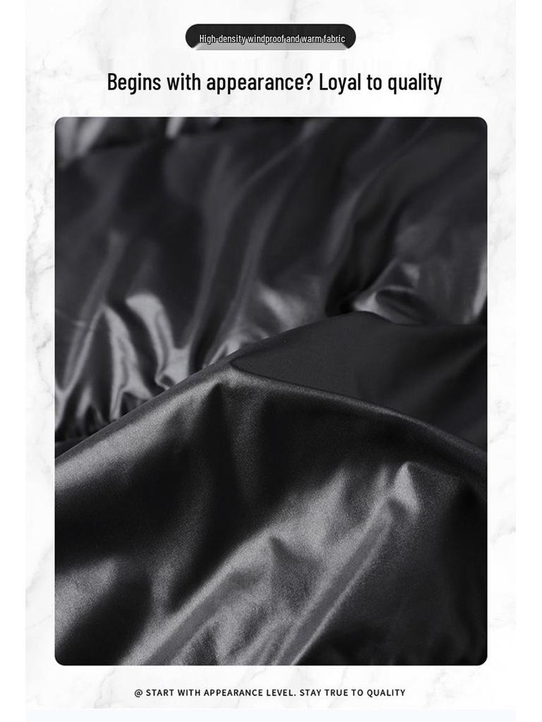 Men's High-End Black and Gold Cotton Hooded Winter Jacket – Warm, Thick, Windproof, Cold-Resistant Outerwear