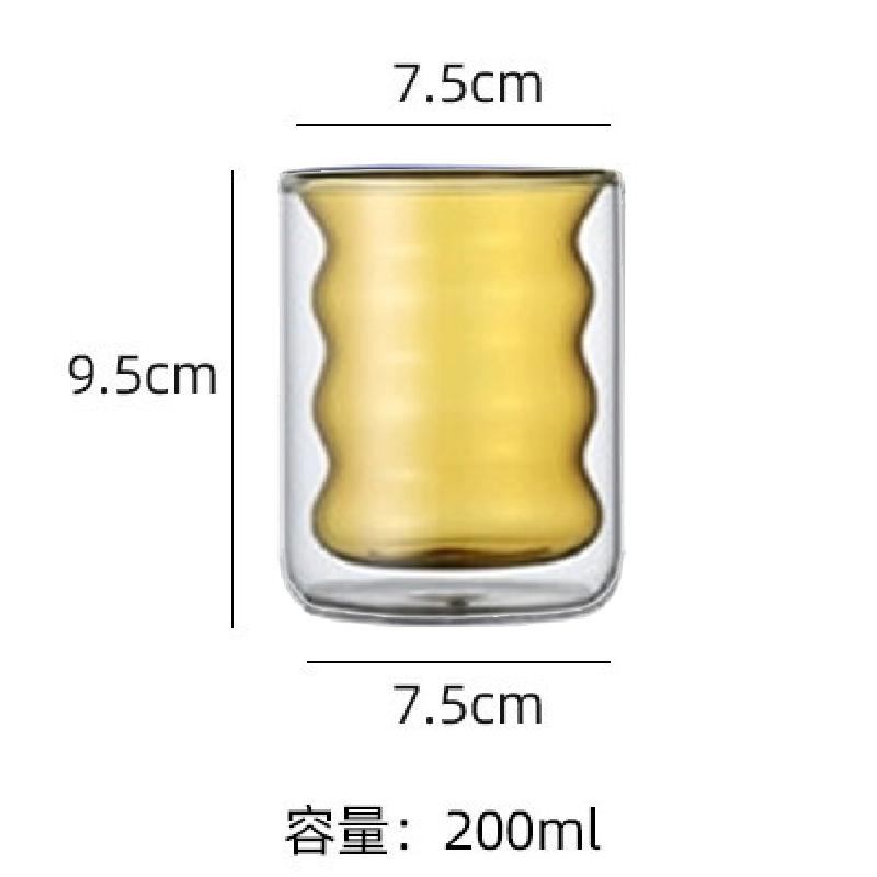 Creative Glass Cups Double-layer Heat-resistant Tumbler Drinking Cups Juice Milk Coffee Cups Tumbler Corrugated Cups 200ml