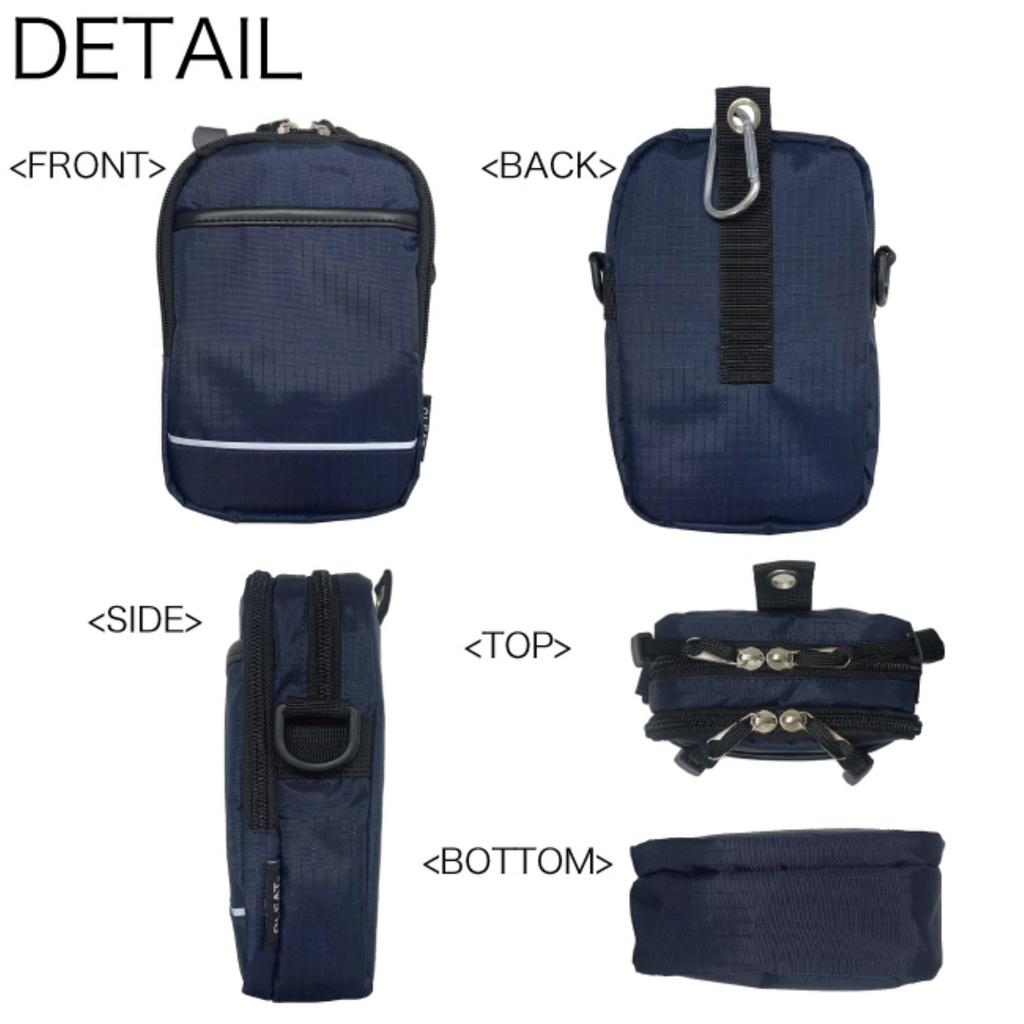 Shoulder mini fits a long durable ripstop with carabiner gadget bag, pouch, vertical, men's, wallet, slim, nylon, hook, storage, shopping, travel,