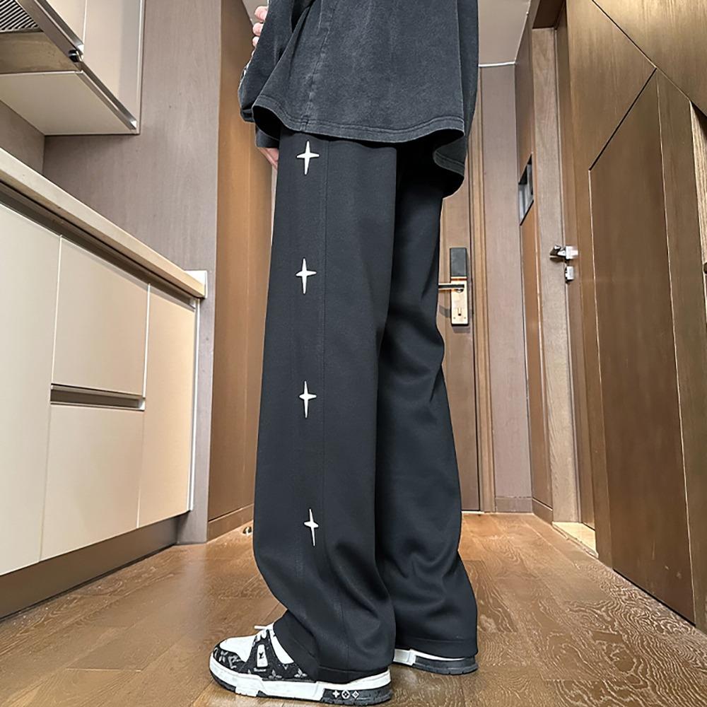 American high street pants men's spring and autumn new trendy brand versatile loose straight design star casual pants