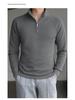 Men's European & American Slim Fit Raglan Sleeve Half-Zip Sweatshirt with Stand Collar - Solid Color Casual Wear for Spring & Autumn.