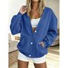 Women S Solid Color Long Sleeve Button Cardigan Hoodie Casual Outerwear