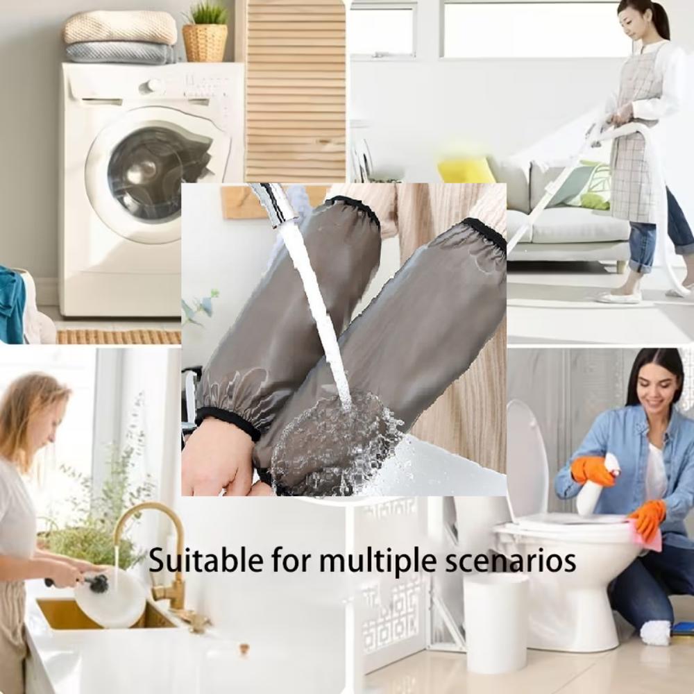 Two thick black one-piece waterproof and oil-resistant household cleaning accessories, waterproof sleeves, adult arm sleeves