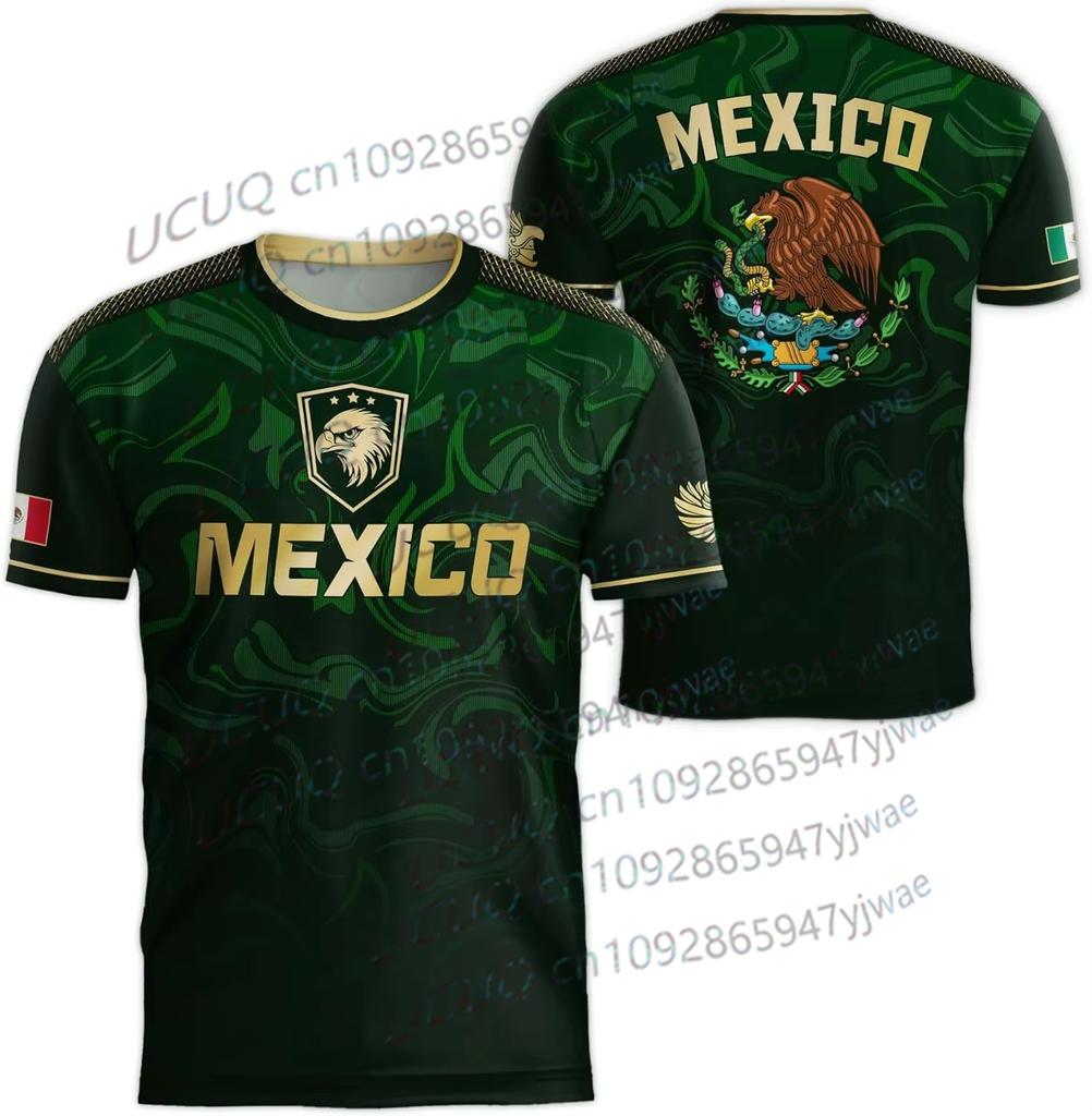 2026 Mexico National Flag Print Men's Women's Short Sleeve T-shirt 3D Print Tees Outdoor Football Jersey Sports Casual Tops