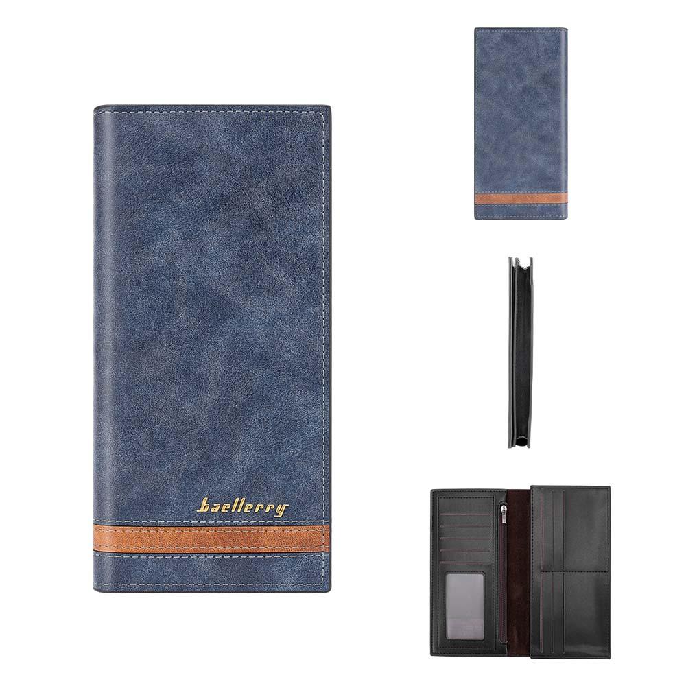 Baellerry Men's Billfold RFID Long Wallet Card Holder with Multiple Card Slots Fashion Suit Bag Patchwork Coin Purse