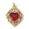 1 Stück Klassische Rote Religiöse Herz-Anhänger Für Schmuckherstellung Goldfarbe Ex Voto Anhänger Klare Kubische Zirkonia Halskette DIY