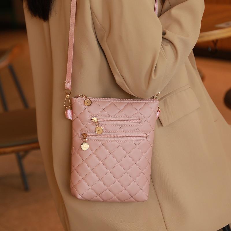Simple diamond square bag autumn and winter new fashion women's messenger mobile phone change bag bucket bag women