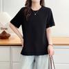 2026 Summer Plus Size Women's Lace Patchwork Cotton T-Shirt - Short Sleeve Slimming Top for Chubby Girls