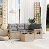 5-Cz. Garden Furniture Set With Cushions, Beige, Poly Rattan
