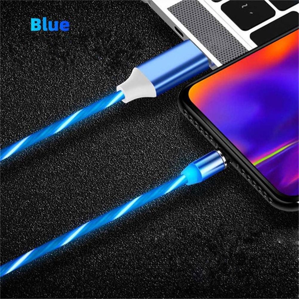 Data Line LED Magnetic Micro USB Cable Android Type-C IOS Fast Charging Cable for Mobile Phone