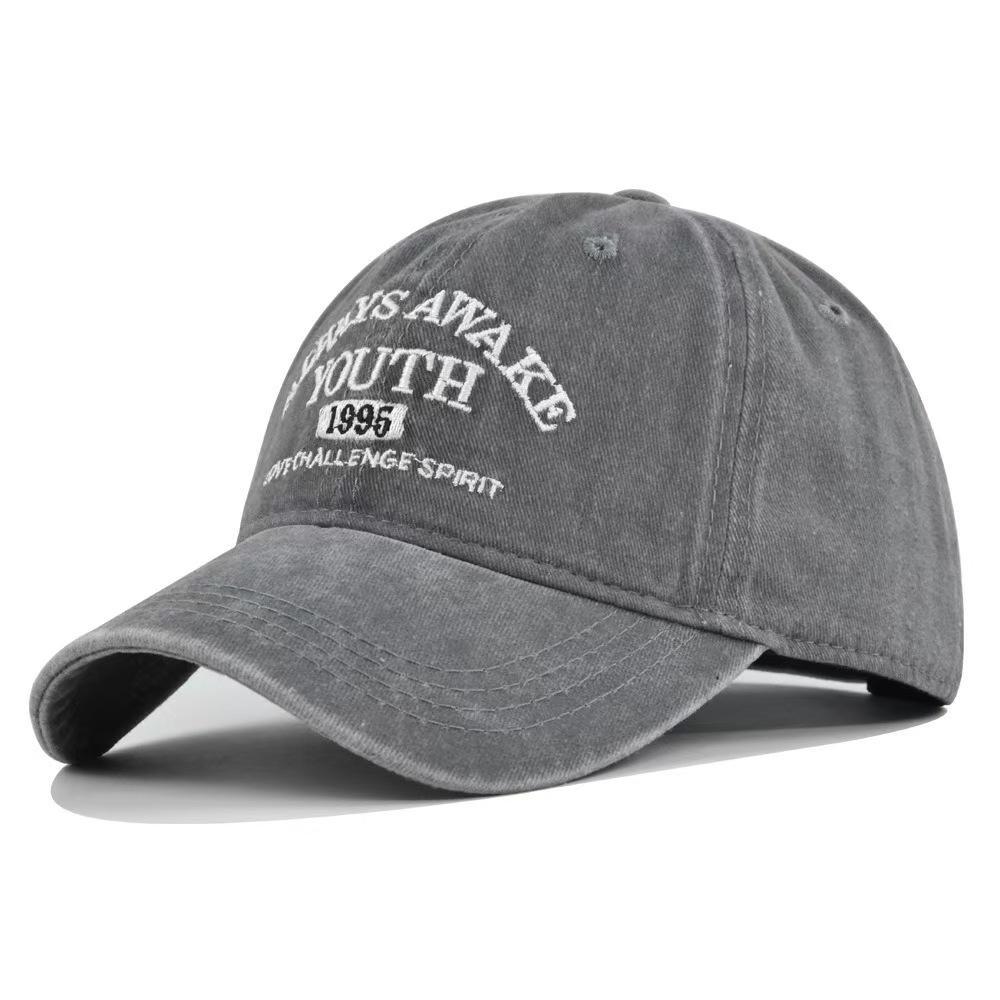 Gorra de béisbol retro vintage de algodón para hombre y mujer, con letras bordadas en mezclilla, de algodón, suave, informal, unisex.