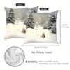1Pc Contemporary Style Throw Pillow Cover with Winter Rabbit and Snowflakes Design - Machine Washable, Zippered Closure,Woven Polyester 17.7x17.7 inch