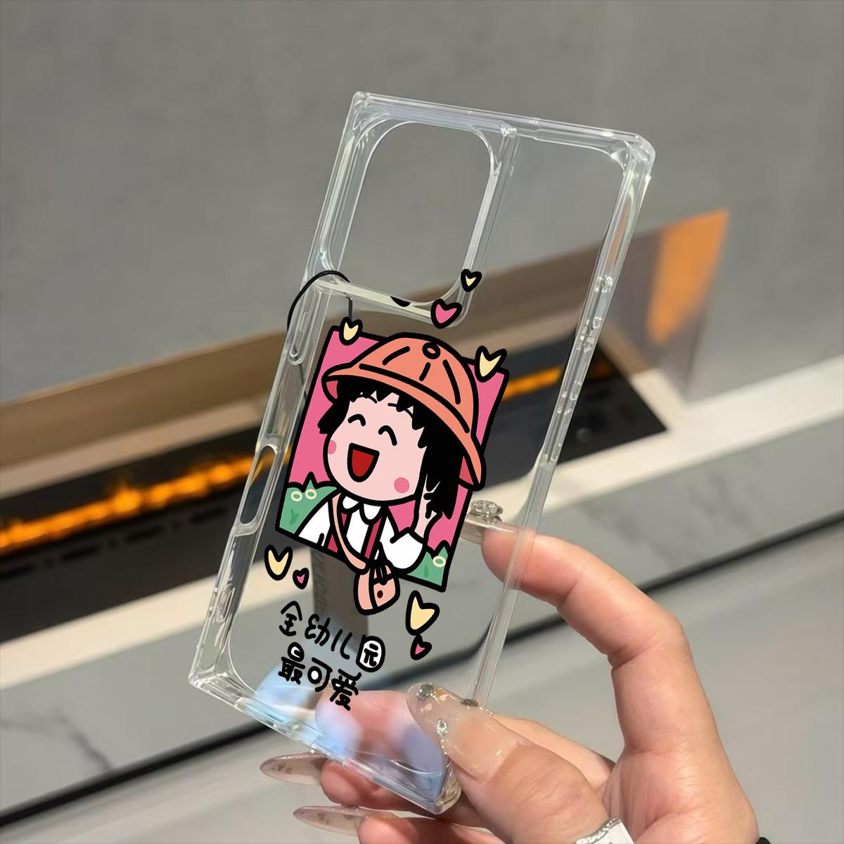 

Clear Square Back Tube Case Protection For iPhone 15 Plus 11 12 14 Pro Max 16 ProMax 13 Cute Girl Pattern iphone 11 ProMax