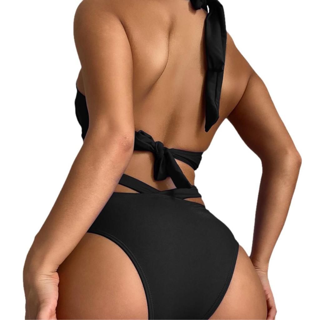 2024 European and American New Style High-Waisted Digital Print Bikini