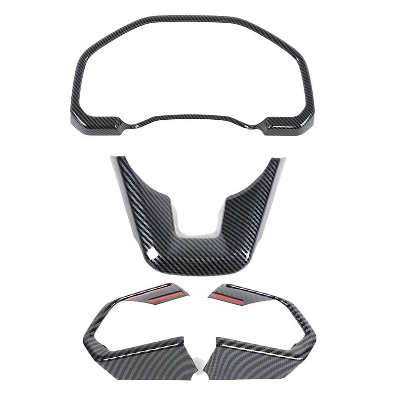 ABS Carbon Fiber Pattern Car Steering Wheel Button Frame Decoration Sticker For Toyota Land Cruiser LC300 + Car Accessories