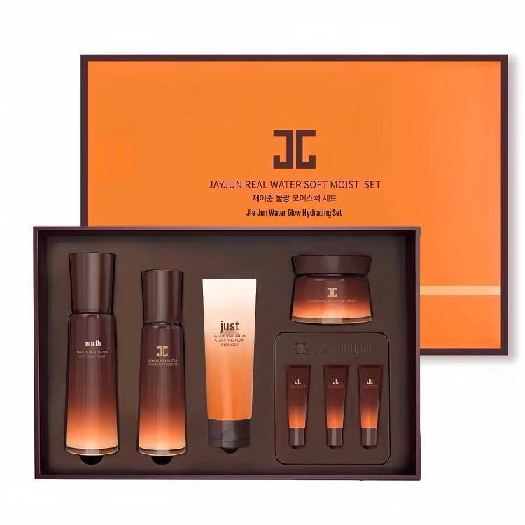 JAYJUN Hydrating Skincare Set: Cleanser, Moisturizing Cream, Eye Cream, Essence, Lotion.