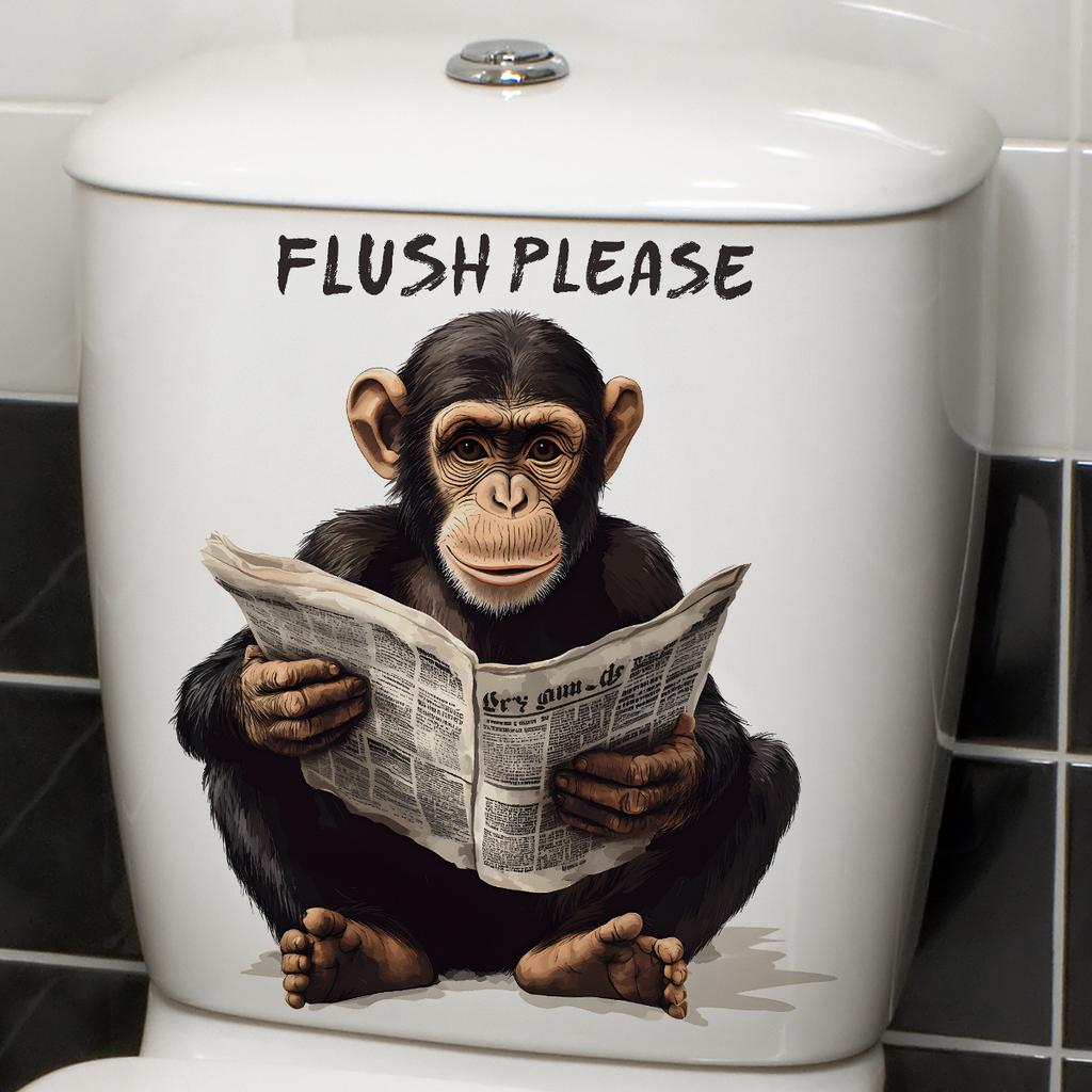 Playful Monkey Toilet Seat Sticker Waterproof Self-Adhesive Removable Decal for Bathroom WC Decoration