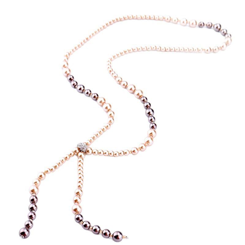 Double Layers Simulated Pearl Jewelry Long Necklace Women Classic Beads Chain Necklaces & Pendants Fine Gift