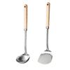 304 Stainless Steel Wok Spatula & Ladle Set with Beechwood Handles