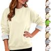 Damen Casual Fashion Rundhals Pullover Top Winter Einfarbig Plüsch Sweatshirt