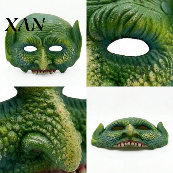 Masque Respirant pour Jeu de Rôle Reptile, Masque Lézard Vert d'Halloween, Masque Réaliste Texturé Demi-Visage, Mousse PU Accessoire de Costume Détaillé, pour Fêtes