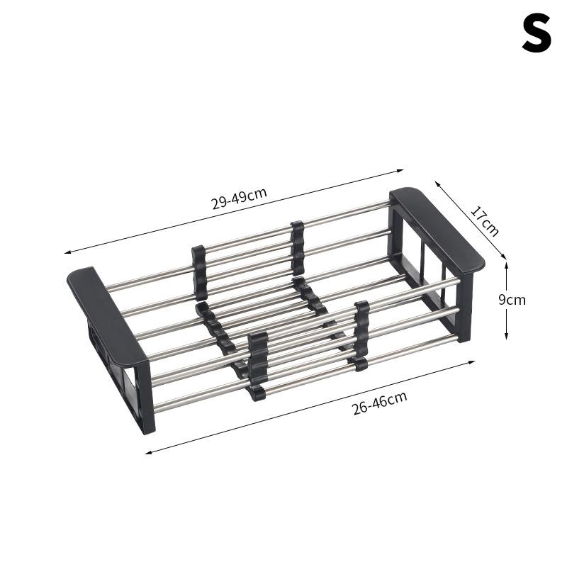 Kitchen Dish Drying Rack Stainless Steel Adjustable Drainer Rack Fruits Vegetable Kitchen Organizer Sink Cleaning Basket Tool