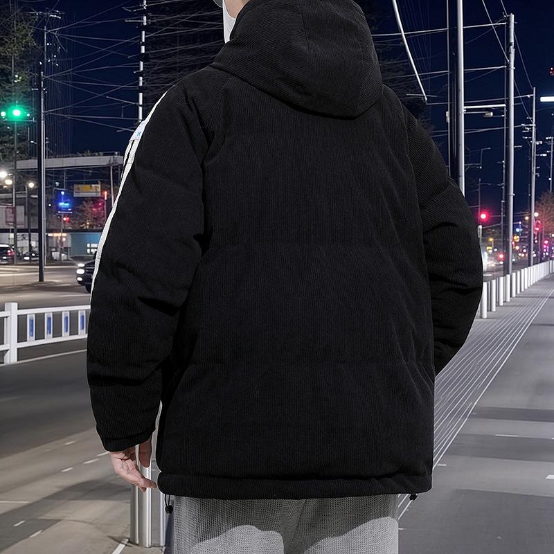 Neue Wintermode Lässig Sport Cord Baumwolle Mantel Herren Stehkragen Zwei-Riegel Kontrastierend Jugend Baumwolle Mantel Jacke