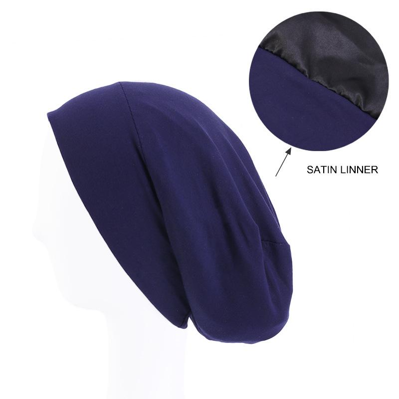 Modal Cotton Wide-brimmed Pullover Cap, Hair Care Cap, Lined Satin Chemotherapy Cap, Nightcap, Hair Loss Hat