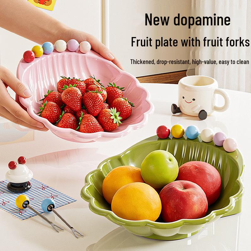 Dopamine Shell Fruit Plate with Forks - Stylish Living Room & Dining Decor