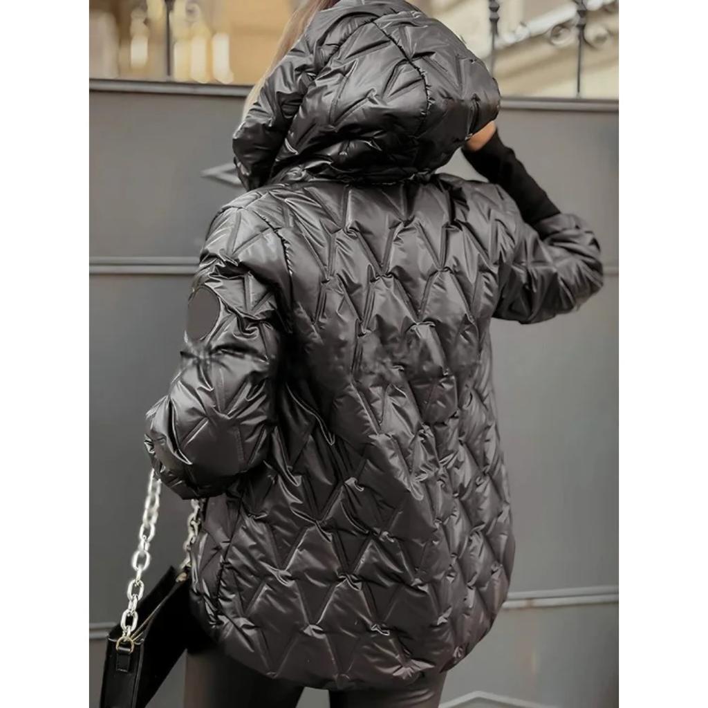 Oversized Hooded Jacket for Women with Pockets and Zipper Long Sleeve Loose Coat Street Fashion Outerwear