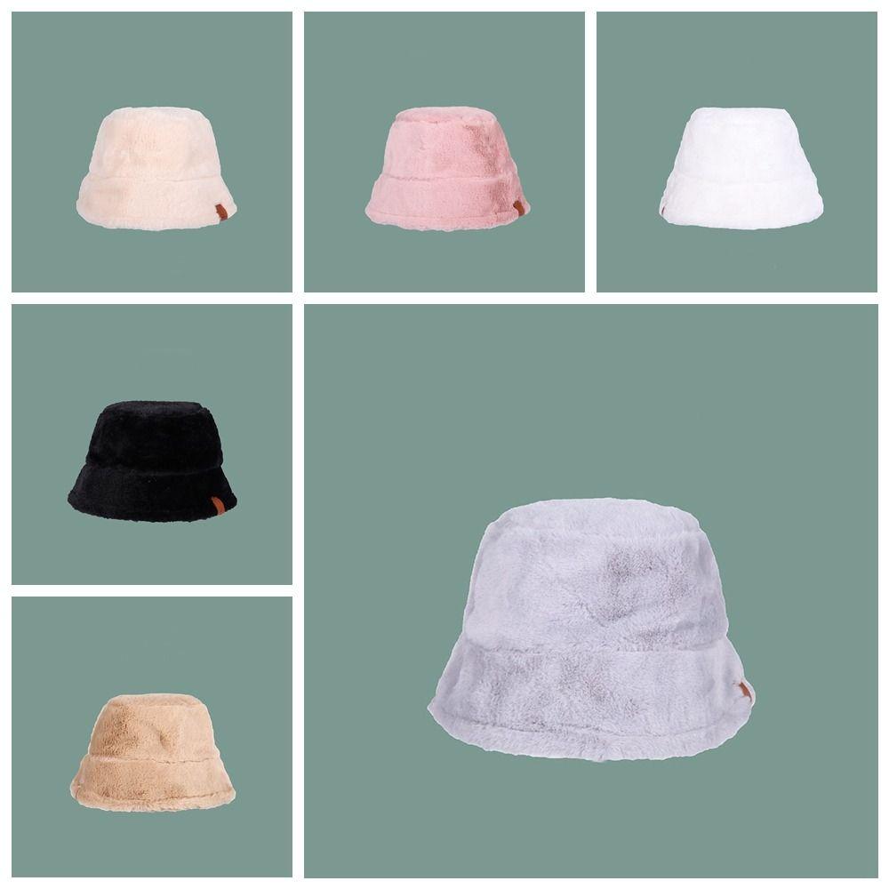 Korean Style Wool Bucket Hat Imitation Fur Warm Fisherman Hat Retro Women's Plush Hat  Girls