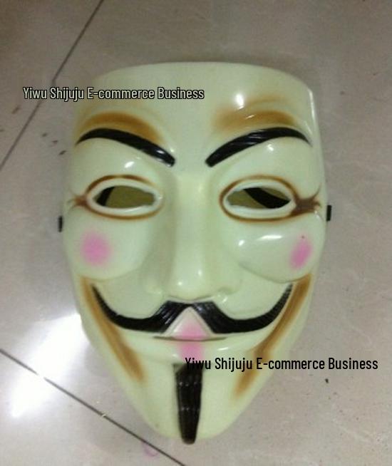 Yellow V-Shaped Movie Theme Mask for Halloween Costume Party Yellow Fishbone Pattern