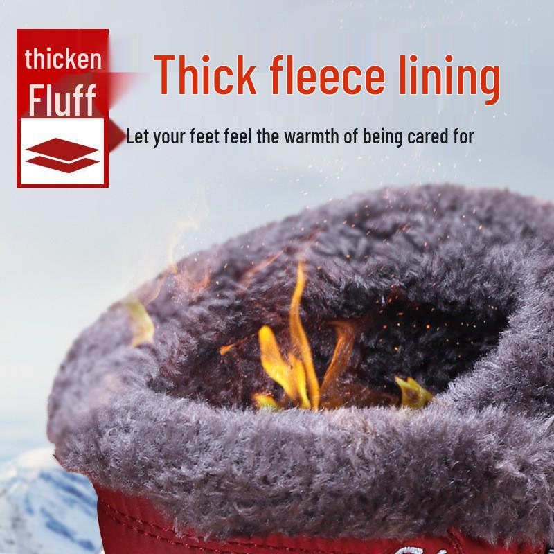 Women's Winter Cotton Boots: Mid-Calf, Plus Velvet Lining, Thickened for Warmth, Comfortable Soft Sole, Outdoor Wear, Casual Cold Protection.