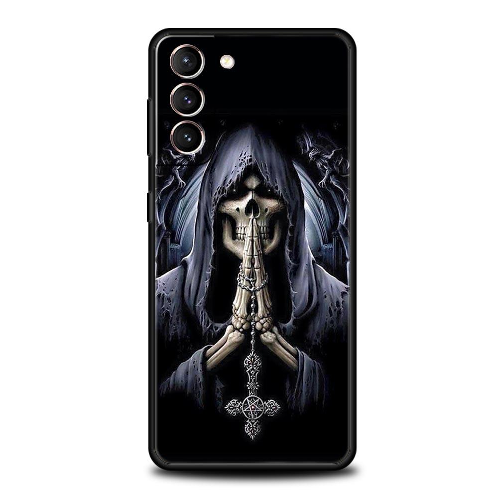 Skull Skeleton Grim Reaper Fashion Phone Case For Samsung Galaxy S24 S23 S22 S20 Ultra S21 FE 5G S10 S9 Plus S10E Silicone Cover