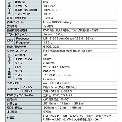 UNITECH Inch Android Tablet DVD Player Creato 10.1 DVT-101B