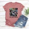 Kpop Demon Hunters T-Shirt Huntrix Girl Band T Shirt Women Short Sleeve Graphic T Shirts Kpop Streetwear Tops Huntrix Fan Gift