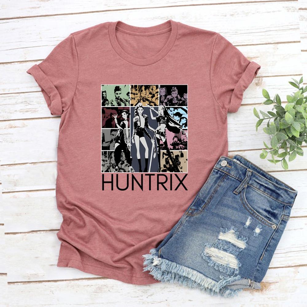 Kpop Demon Hunters T-Shirt Huntrix Girl Band T Shirt Women Short Sleeve Graphic T Shirts Kpop Streetwear Tops Huntrix Fan Gift